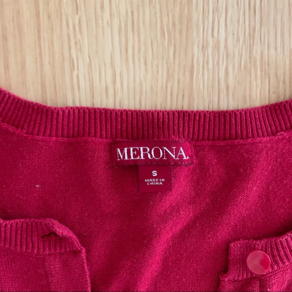 Merona Red Argyle Cardigan Sweater Y2K - Picture 2 of 2